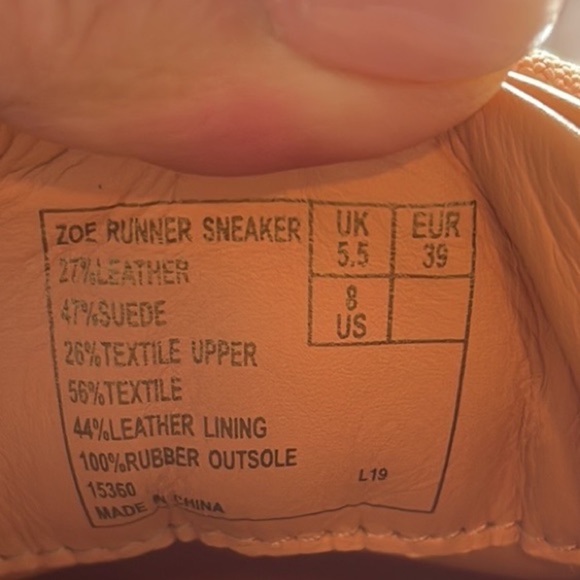 Club Monaco Zoe Leather Peach Sneakers | 8 - Picture 11 of 12